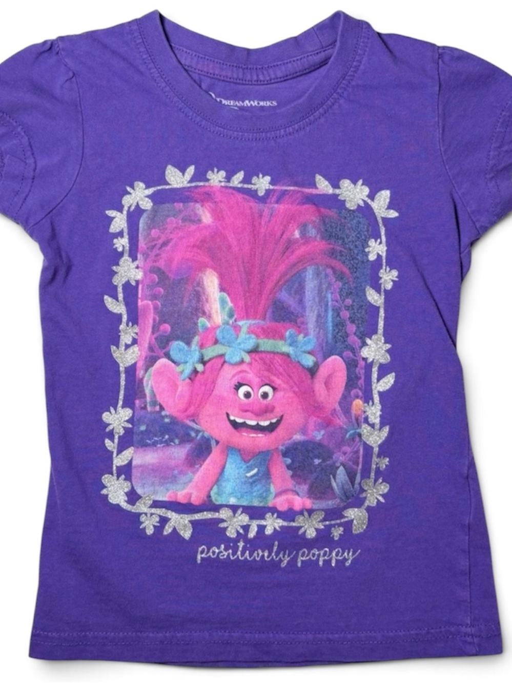 Official DreamWorks Trolls Princess Poppy Purple Graphic Tee Summer Casual